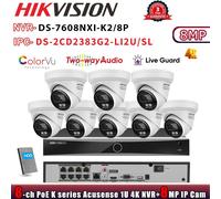 Hikvision 8CH NVR DS-7608NXI-K2/8P Color+IR 8MP POE Camera DS-2CD2383G2-LI2U/SL