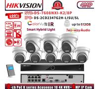 Hikvision 8CH NVR DS-7608NXI-K2/8P ColorVu 4MP IP Camera DS-2CD2347G2H-LISU/SL