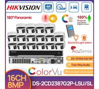 Hikvision 8K 16CH 16POE NVR 8MP 180° Panoramic ColorVu Camera System 2-Way Audio