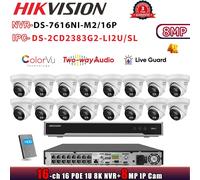 Hikvision 8K 16CH NVR DS-7616NI-M2/16P ColorVu Audio Alarm 8MP IP Camera Systems
