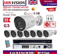 Hikvision 8K 32MP NVR Systems DS-2CD2087G3-LI2UY ColorVu3.0 4K Camera 2 Mic Lot