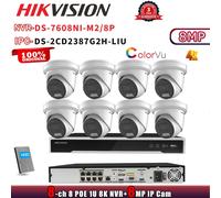 HIKVISION 8K 8POE 8CH NVR DS-7608NI-M2/8P ColorVu hybrid WDR 8MP IP Camera Kit