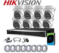 HIKVISION 8MP 4K CCTV Camera 2-Way Audio Smart Light ColorVu AI NVR System Kit