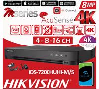 HIKVISION 8MP 4K CCTV System 4CH 8CH DVR AcuSense EXIR 60M Security Camera Kit