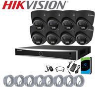 Hikvision 8MP 4K CCTV System IP PoE Camera Kit NVR ColorVu AI Audio Outdoor UK