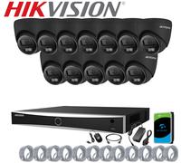 Hikvision 8MP 4K CCTV System IP PoE Camera Kit NVR ColorVu AI Audio Outdoor UK