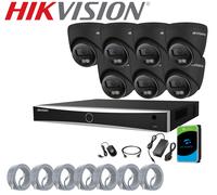Hikvision 8MP 4K CCTV System IP PoE Camera Kit NVR ColorVu AI Audio Outdoor UK