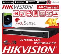 HIKVISION 8MP 4K CCTV System NVR Kit PoE Outdoor DarkFighter Turret IP67 WDR