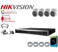 Hikvision 8MP NVR CCTV Kit Smart Hybrid Light Audio Cameras PoE Outdoor 4K IP