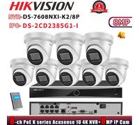 Hikvision 8POE 8CH NVR Set DS-7608NXI-K2/8P Acusense Darkfighter 8MP IP Camera