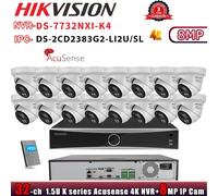Hikvision Acusense 32CH NVR NO POE DS-7732NXI-K4 ColorVu 8MP Camera MIC&Speaker