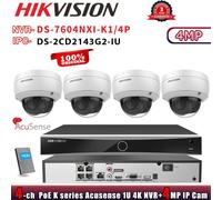 Hikvision Acusense 4CH NVR DS-7604NXI-K1/4P Dome MIC 4MP POE Network Camera Kit