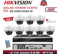 Hikvision Acusense 4K 8CH NVR System DS-7608NXI-I2/8P/S Dome MIC 4MP POE Camera
