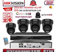 HIKVISION Acusense 4POE 4CH NVR DS-7604NXI-K1/4P ColorVu 8MP Network Camera Kit