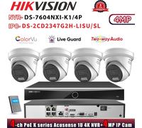 Hikvision AI 4POE 4CH NVR DS-7604NXI-K1/4P ColorVu MIC&Speaker 4MP IP Camera Kit