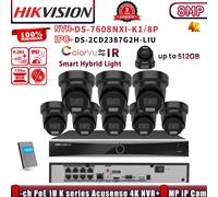 HIKVISION AI 8CH NVR CCTV System DS-7608NXI-K1/8P ColorVu 8MP 4K Security Camera