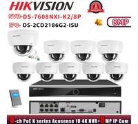 Hikvision AI 8CH NVR DS-7608NXI-K2/8P DarkFighter IR 8MP 4K POE Dome Camera Kit