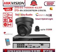 Hikvision AI 8CH NVR Kit DS-7608NXI-K1/8P ColorVu 8MP 4K POE Camera MIC&Speaker