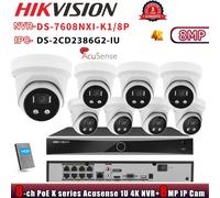 Hikvision AI 8PoE 8CH NVR Kit DS-7608NXI-K1/8P MIC 8MP IP Camera DS-2CD2386G2-IU