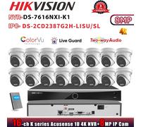 Hikvision AI NO POE DS-7616NXI-K1 16CH NVR ColorVu 8MP Security Camera Systems