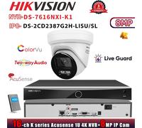 Hikvision AI NO POE DS-7616NXI-K1 16CH NVR System Acusense ColorVu 8MP 4K Camera