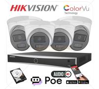 HIKVISION CCTV 4MP 4K NVR COLORVU IP POE OUTDOOR 2-WAY AUDIO CAMERA SYSTEM KIT