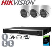 HIKVISION CCTV 8MP 4K NVR COLORVU IP POE 2-WAY AUDIO 5MP 3K CAMERA SYSTEM KIT UK