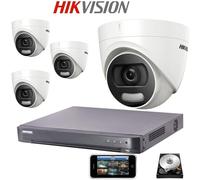 HIKVISION CCTV System KIT 4K DVR ColorVu 4 x 5mp Dome DS-2CE72HFT-F 20M 1TB