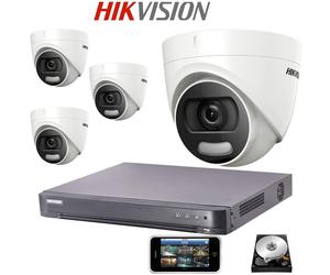 HIKVISION CCTV System KIT 4K DVR ColorVu 4 x 5mp Dome DS-2CE72HFT-F 20M 1TB