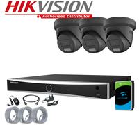 HIKVISION COLORVU AUDIO CCTV SYSTEM 8MP IP POE NVR 4MP CAMERA MIC-SPEAKER KIT