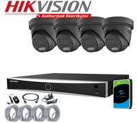HIKVISION COLORVU AUDIO CCTV SYSTEM 8MP IP POE NVR 4MP CAMERA MIC-SPEAKER KIT