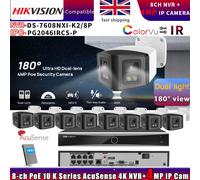 Hikvision Compatible Color 4MP 180View IP camera+DS-7608NXI-K1/8P NVR System Lot