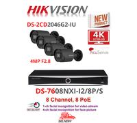 Hikvision DEEP LEARNING NVR KIT DS-7608NXI-I2/8P/S + DS-2CD2046G2-IU(4pcs) BLACK