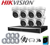 Hikvision DS-2CD2387G3-LIS2UY/SL 8MP 4K IP Camer DS-7608NXI-K1 NVR System Lot