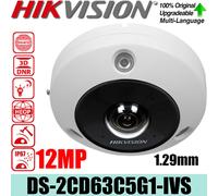 Hikvision DS-2CD63C5G1-IVS 1.29mm 12MP DeepinView Fisheye POE IP Camera In Mic