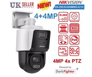 Hikvision DS-2SE3C404MWG-E/14 TandemVu 4MP+4MP 4X PTZ PoE IP Camera 2 Way Audio