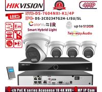 Hikvision DS-7604NXI-K1/4P NVR Systems Hybrid Colorvu MIC&Speaker 4MP IP Camera