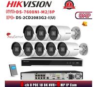 Hikvision DS-7608NI-M2/8P 8K 8CH NVR IR Bullet 8MP 4K POE Camera DS-2CD2083G2-IU