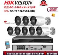 Hikvision DS-7608NXI-K2/8P 8POE 8CH NVR Acusense WDR IR Bullet 8MP IP Camera Kit