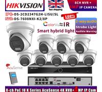 Hikvision DS-7608NXI-K2/8P NVR 4MP ColorVu DS-2CD2347G2H-LISU/SL IP Camera Lot