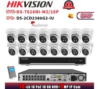 Hikvision DS-7616NI-M2/16P 8K 16CH NVR 8MP IP Camera DarkFighter DS-2CD2386G2-IU