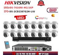 HIKVISION DS-7616NI-M2/16P 8K 16CH NVR Hybrid Turret ColorVu 8MP POE Camera Kit