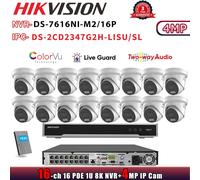 Hikvision DS-7616NI-M2/16P 8K 16CH NVR System ColorVu MIC&Speaker 4MP POE Camera