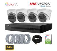 Hikvision Hilook Colorvu Cctv System Kit 4mp Camera Ip Poe Nvr 4ch 2TB