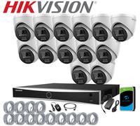 HIKVISION IP POE 4K CCTV SECURITY 8MP SYSTEM 2-WAY AUDIO SMART HYBRID LIGHT KIT