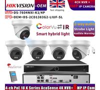 Hikvision OEM 8MP 2-Way Audio Color IP Camera+DS-7604NXI-K1/4P CCTV Systems Lot
