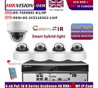 Hikvision OEM 8MP Dome ColorVu 4K IP Camera DS-7604NXI-K1/4P NVR CCTV System Lot