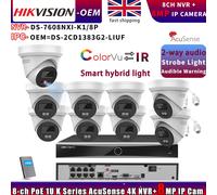 Hikvision OEM Color 4K 8MP IP Camera 2-Way Audio+DS-7608NXI-K1/8P NVR System Lot