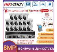 Hikvision Original 16CH 4K Hybrid Light CCTV Camera System 2Way Talk Light Alarm