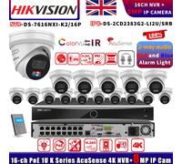 Hikvison 16CH 16POE DS-7616NXI-K2/16P NVR Light Alarm Dual Mic 8MP IP Camera Lot